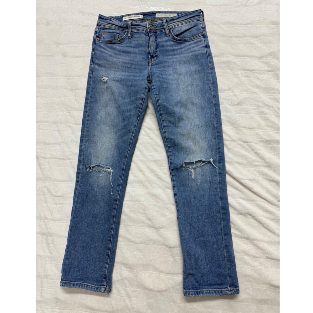Pilcro Slim Boyfriend Jeans‎ Light Wash Distressed Knee Size 27t